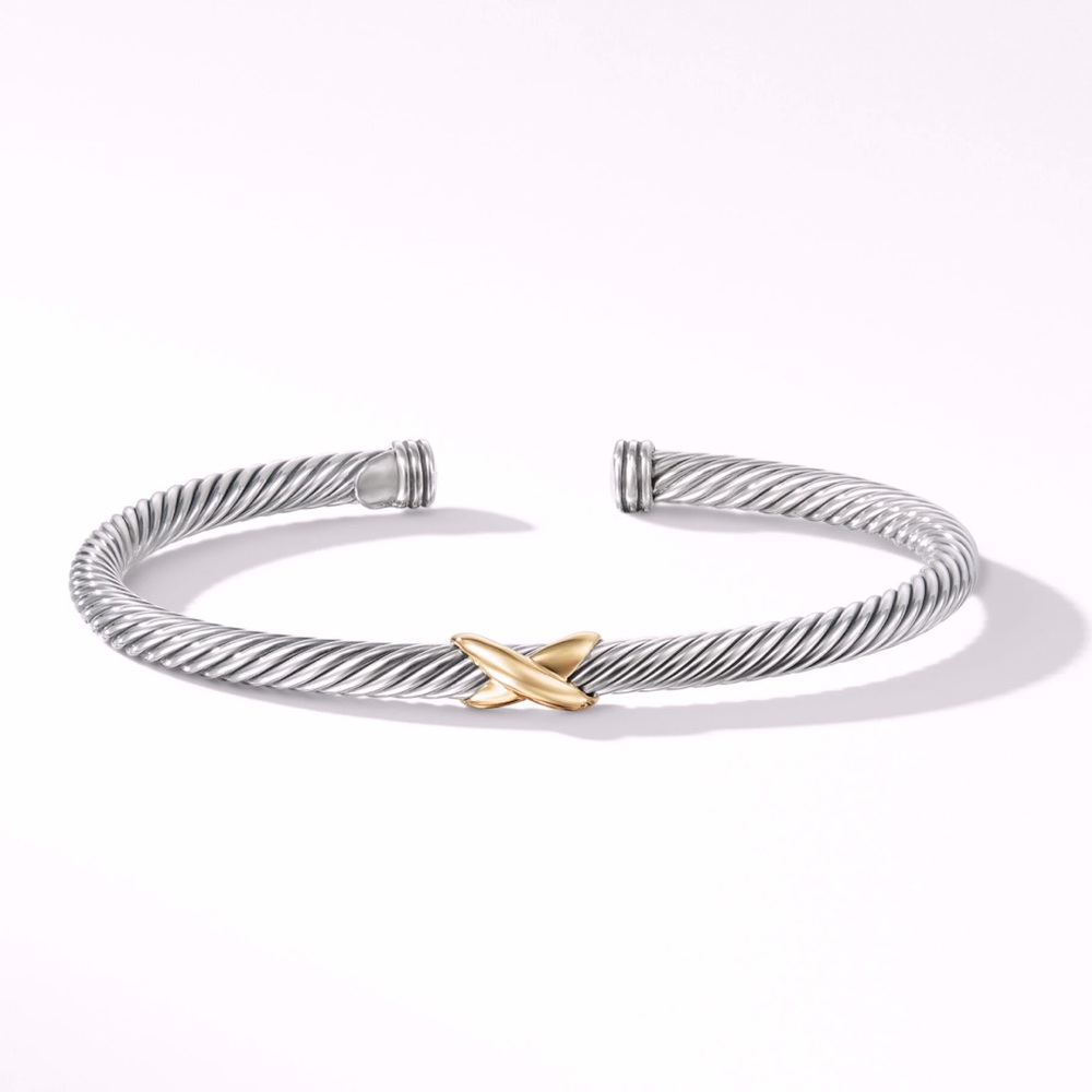 David Yurman X Station Bracelet in Sterling Silver with 18K Yellow Gold